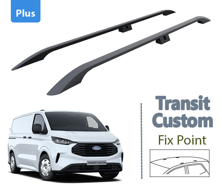 Roof Rails For Ford Transit Custom Van Swb Black 2023- Up Roof Rails For Ford Transit Custom Van Swb Black 2023- Up